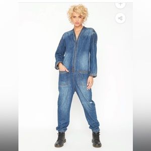 NWT Sandrine Rose Free People IVORY CREAM Denim Kimono Jumpsuit Size XS or S